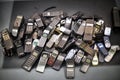 Stack of old mobile phones Royalty Free Stock Photo