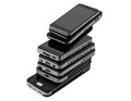Stack of old mobile phones on white background - generated by ai Royalty Free Stock Photo