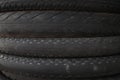 Stack of old motorcycle tires Royalty Free Stock Photo
