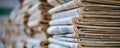 Stack of Old Newspapers - A Close-Up Perspective of Time and History Royalty Free Stock Photo