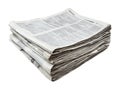 A Stack of Old Newspapers with Visible Text and Articles, Isolated on Transparent and White Background Royalty Free Stock Photo