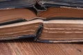 Stack of old open books Royalty Free Stock Photo