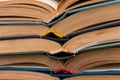 Stack of the old open books Royalty Free Stock Photo