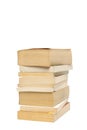 Stack of old paperback books isolated with copyspace Royalty Free Stock Photo