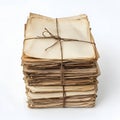 Stack of old papers, isolated on white background Royalty Free Stock Photo