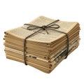 A stack of old papers tied with a string on transparent background Royalty Free Stock Photo
