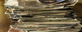Stack of old photo prints and Memories to be digitized - Banner Panorama Royalty Free Stock Photo