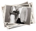 Stack of old photos Young newlywed just married Royalty Free Stock Photo