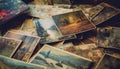 Stack of old Polaroids, a nostalgic collection generated by AI