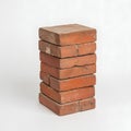 Stack of old red bricks isolated on white background with studio lighting Royalty Free Stock Photo