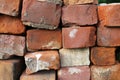 Stack of Old Red Clay Bricks and Mortar from A Salvaged Chimney Royalty Free Stock Photo