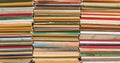 A stack of old school notebooks. Multicolored cover Royalty Free Stock Photo