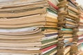 A stack of old school notebooks. Multicolored cover Royalty Free Stock Photo