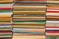 A stack of old school notebooks. Multicolored cover Royalty Free Stock Photo