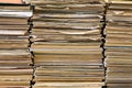 A stack of old school notebooks. Multicolored cover Royalty Free Stock Photo