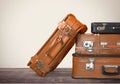 Stack of Old suitcases. Travelling concept Royalty Free Stock Photo