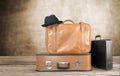 Stack of Old suitcases. Travelling concept Royalty Free Stock Photo