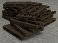 Stack of old three wooden pallets Royalty Free Stock Photo