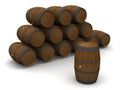 Stack of old wine barrels Royalty Free Stock Photo