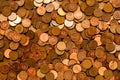A stack of one euro cent coins from copper-plated steel material Royalty Free Stock Photo