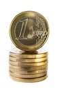 A stack of one Euro coins Royalty Free Stock Photo