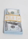 Stack one hundred dollars bills with tape Royalty Free Stock Photo