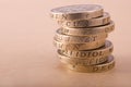 Stack of one pound coins Royalty Free Stock Photo