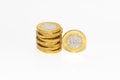 Stack of one pound coins Royalty Free Stock Photo