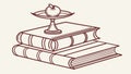 Stack of Open Books with Apple, Education Symbol, vector design Generative AI Royalty Free Stock Photo