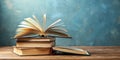 A stack of open books are on the table AI-Generated Content Royalty Free Stock Photo