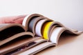 Stack of open printed magazines Royalty Free Stock Photo