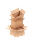 Stack of opened cardboard boxes. Royalty Free Stock Photo