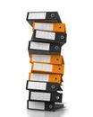 Stack of orange and black office folders