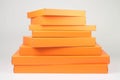 Stack orange pizza boxes carton. Generate Ai