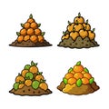 Stack of oranges on brown soil illustration Royalty Free Stock Photo