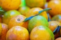 Stack of oranges on a market stall