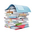 Stack of Organized Papers on Transparent Background Royalty Free Stock Photo