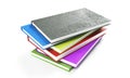 Stack os colorful books isolated on white 3d render Royalty Free Stock Photo
