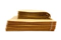 Stack of padded mailing envelopes isolated