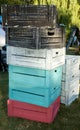 Stack of painted wooden boxes Royalty Free Stock Photo