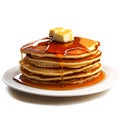 Stack of Pancakes with Butter and Syrup on a transparent background Royalty Free Stock Photo