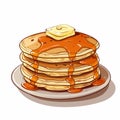 Hand Drawn Cartoon Pancakes With Syrup And Butter Royalty Free Stock Photo