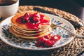 Stack of pancakes with dogberry jam Royalty Free Stock Photo