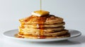 The Stack of Pancakes with Syrup.AI generated image Royalty Free Stock Photo
