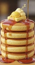 Stack of pancakes with syrup and butter Royalty Free Stock Photo