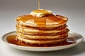 Stack of Pancakes Syrup and Butter Delight. AI