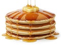 Stack of pancakes with syrup isolated on white background Royalty Free Stock Photo