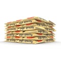 Stack of paper bags with cement isolated on white. 3D illustration Royalty Free Stock Photo