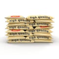 Stack of paper bags with cement isolated on white. 3D illustration Royalty Free Stock Photo