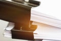 Stack of Paper documents with clip, Pile of unfinished documents Royalty Free Stock Photo